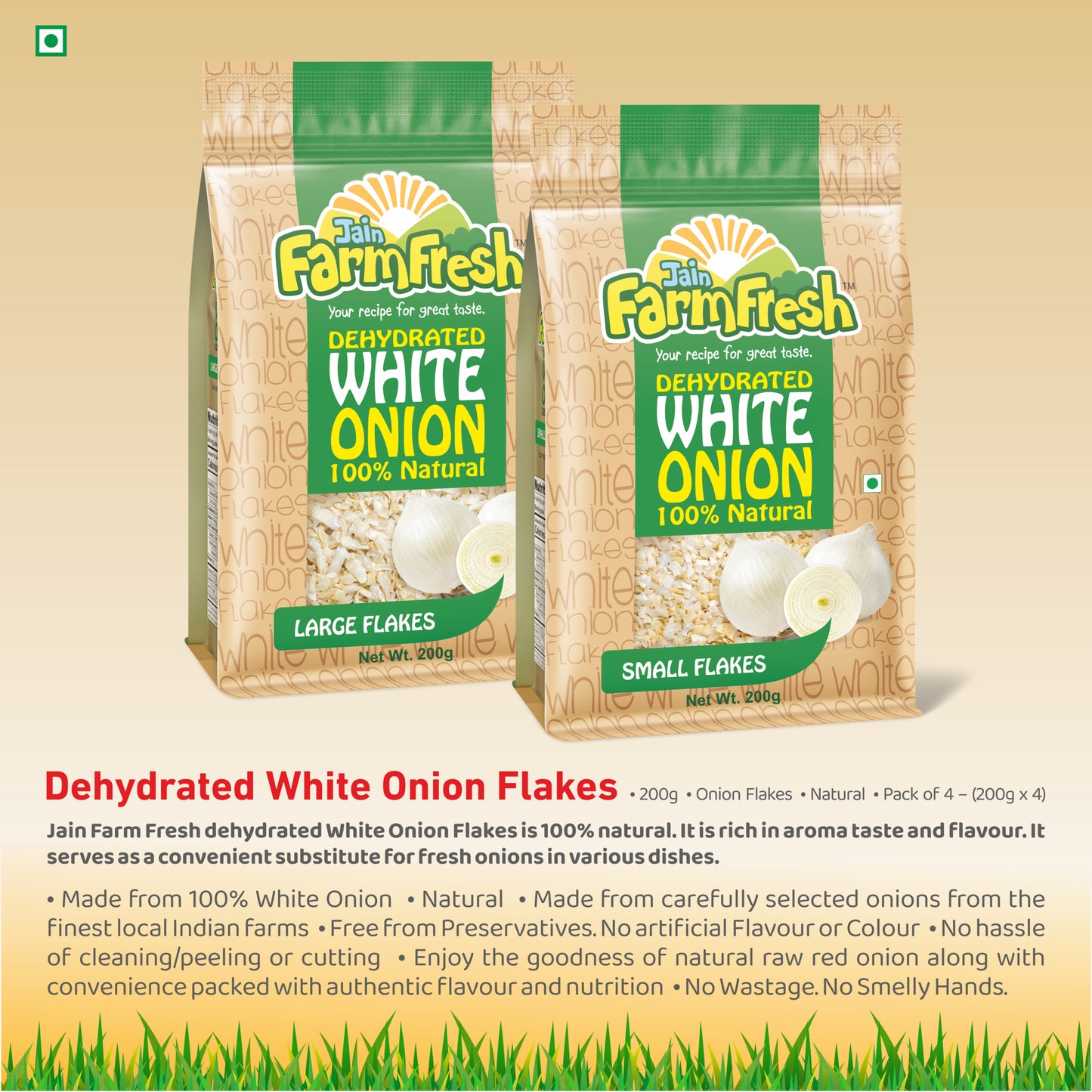 Jain Farm Fresh Dehydrated White Onion Flakes