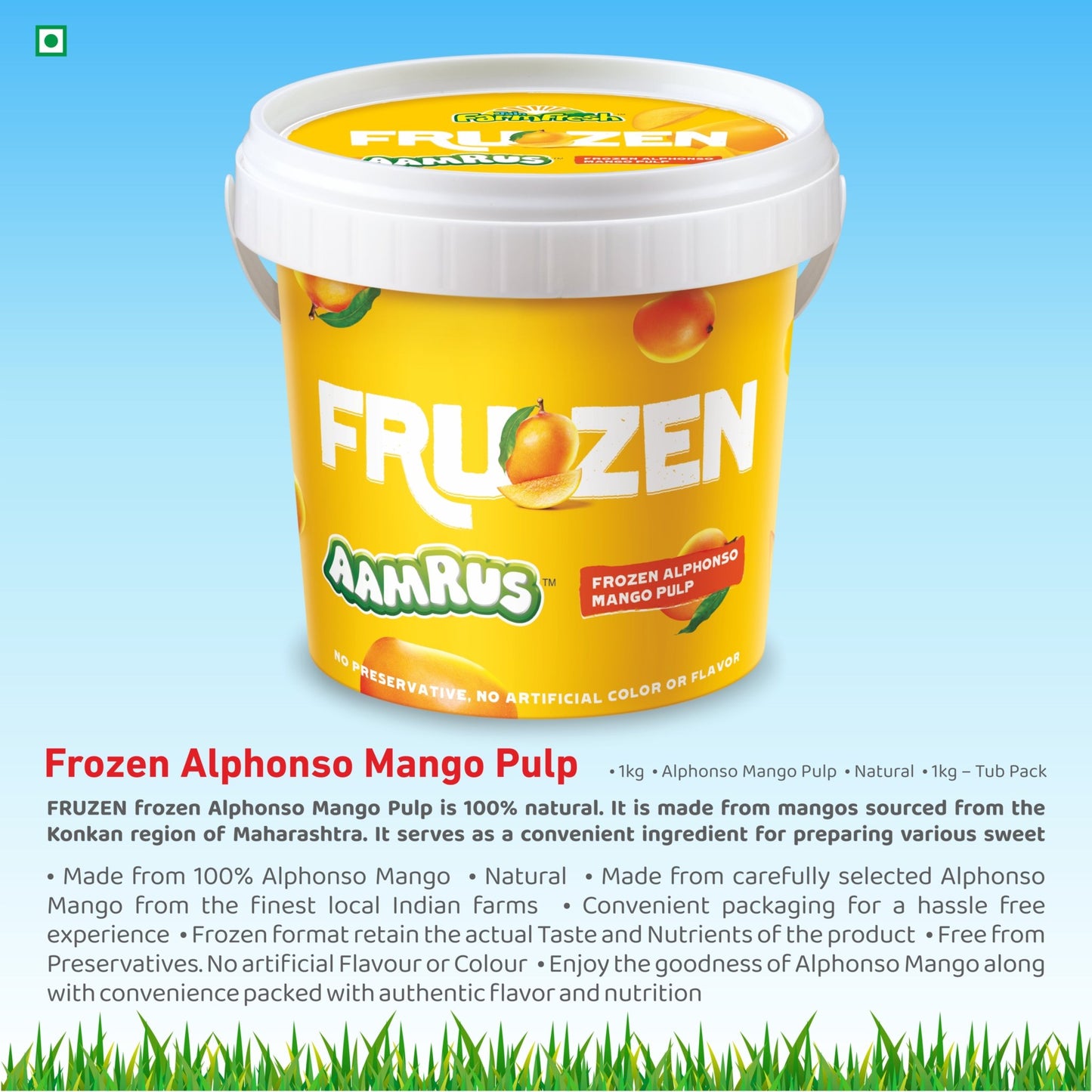FRUZEN Alphonso Mango Pulp - Jain Farm Fresh Foods Ltd