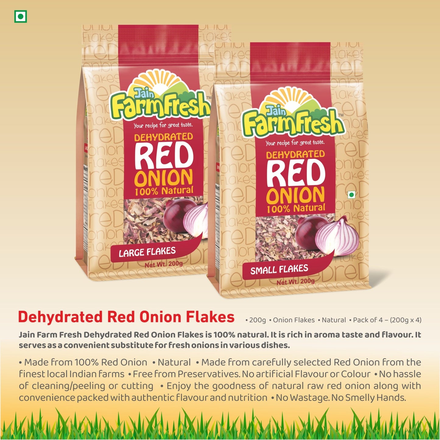 Jain Farm Fresh Dehydrated Red Onion Flakes - Jain Farm Fresh Foods Ltd