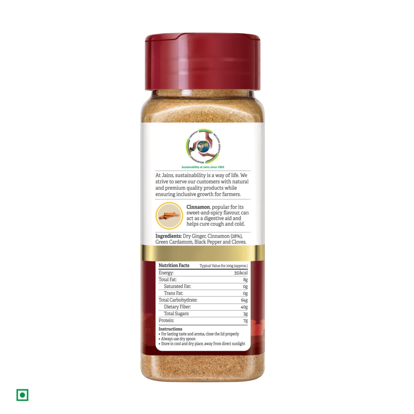 Valley Spice Cinnamon Chai Masala Powder – 50g (Pack of 2) - Jain Farm Fresh Foods Ltd