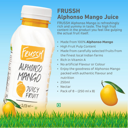 FRUSSH Alphonso Mango Juice – 250ml (Pack of 8)