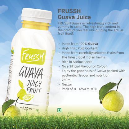 FRUSSH Guava Juice – 250ml (Pack of 8)