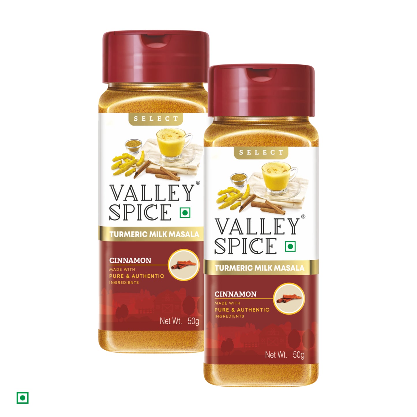 Valley Spice Turmeric Milk Masala Powder (Cinnamon) – 50g (Pack of 2)