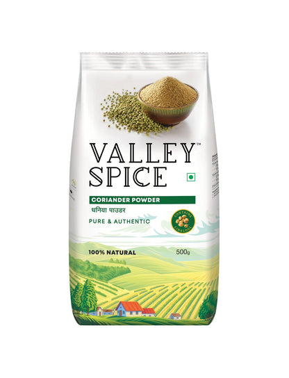 Valley Spice Coriander Powder –500g (Pack of 2) |Coriander Powder |Natural| Standee Pack - Jain Farm Fresh Foods Ltd