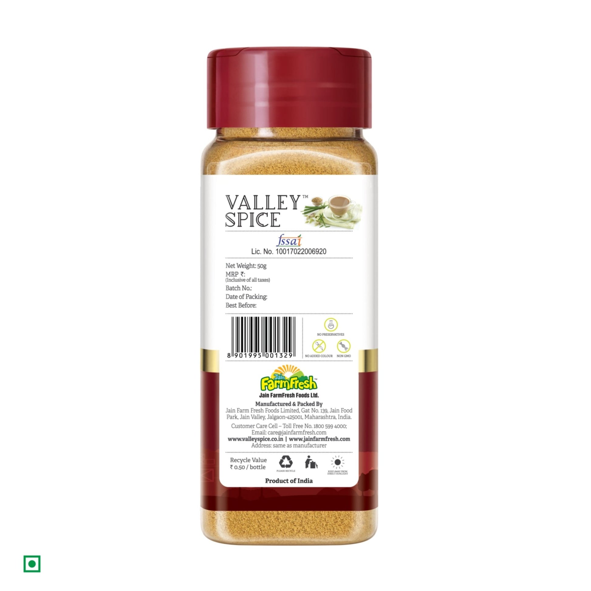 Valley Spice Lemongrass Chai Masala Powder –50g (Pack of 2) - Jain Farm Fresh Foods Ltd