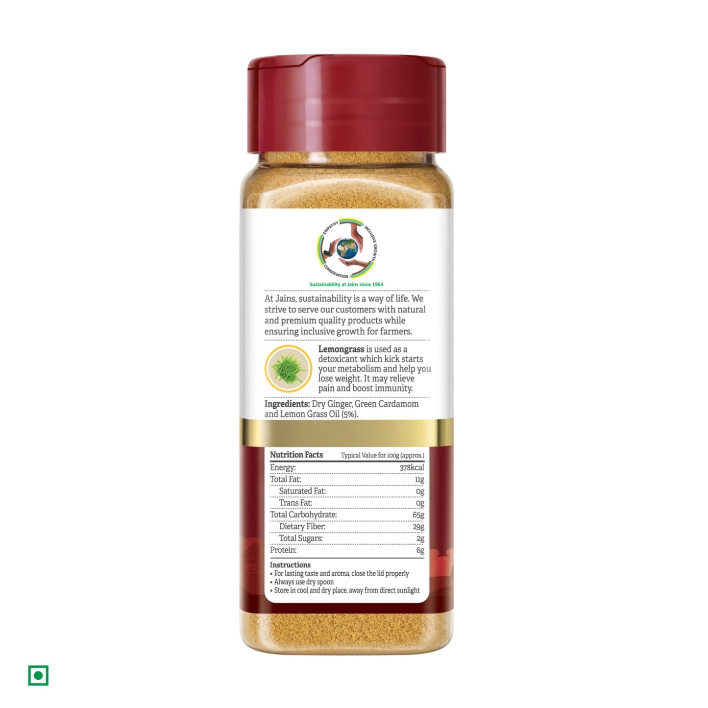Valley Spice Lemongrass Chai Masala Powder –50g (Pack of 2) - Jain Farm Fresh Foods Ltd
