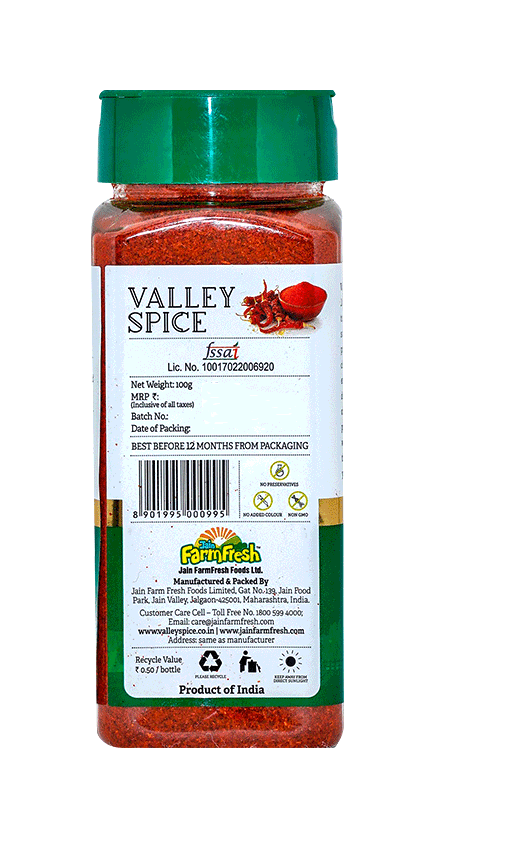 Valley Spice Red Chilli Powder (Mild & Bright) - Jain Farm Fresh Foods Ltd
