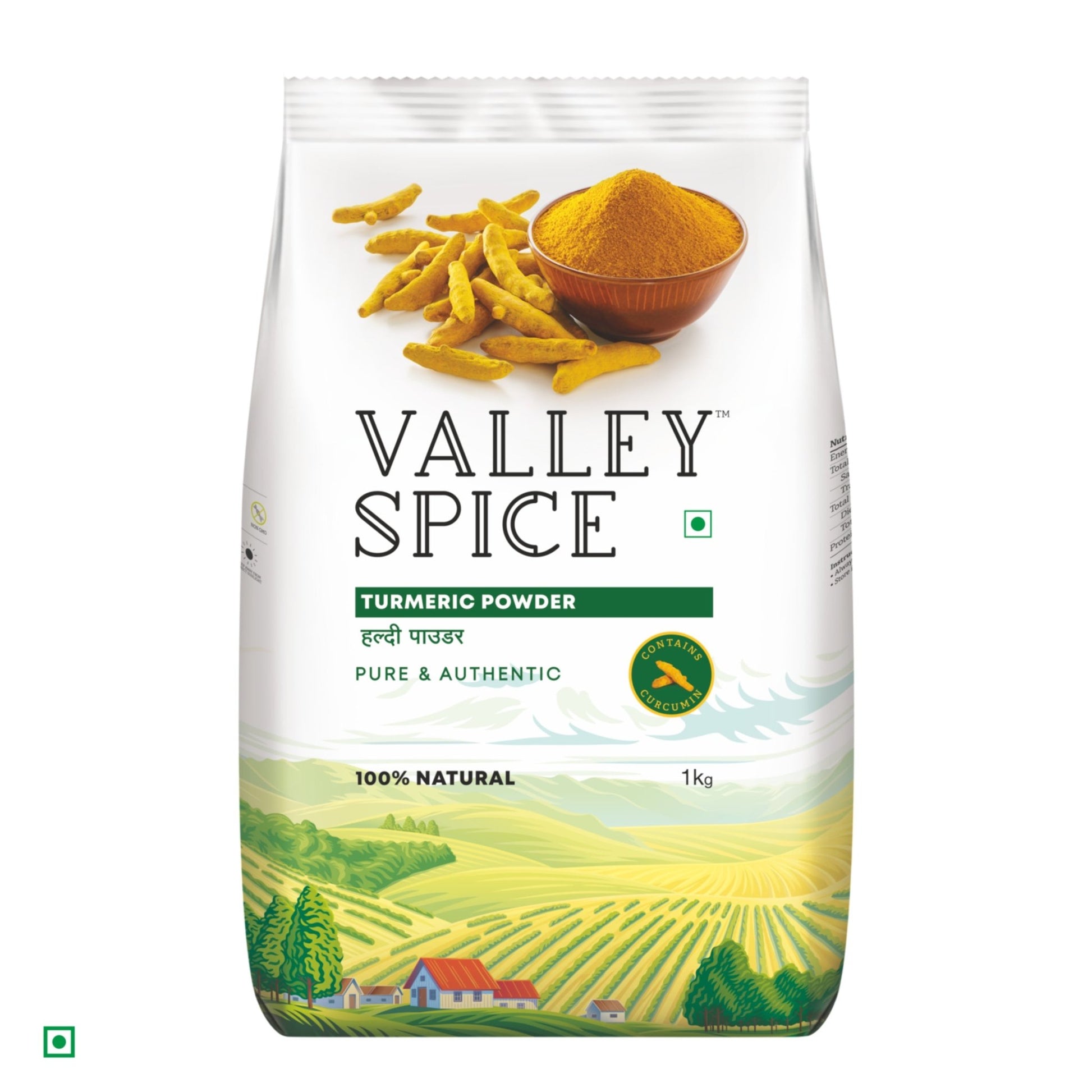 Valley Spice Turmeric Powder –1 kg |Turmeric Powder |Natural |Standee Pack - Jain Farm Fresh Foods Ltd